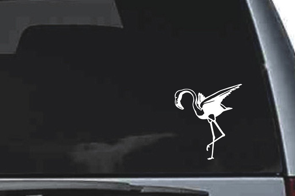 Picniva Flamingo Sty4 Vinyl Car Window Decal, Approx 5 in