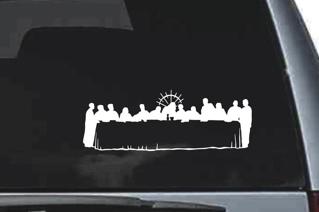 Picniva Last Supper Sty1 Vinyl Car Window Decal, Approx 5 in