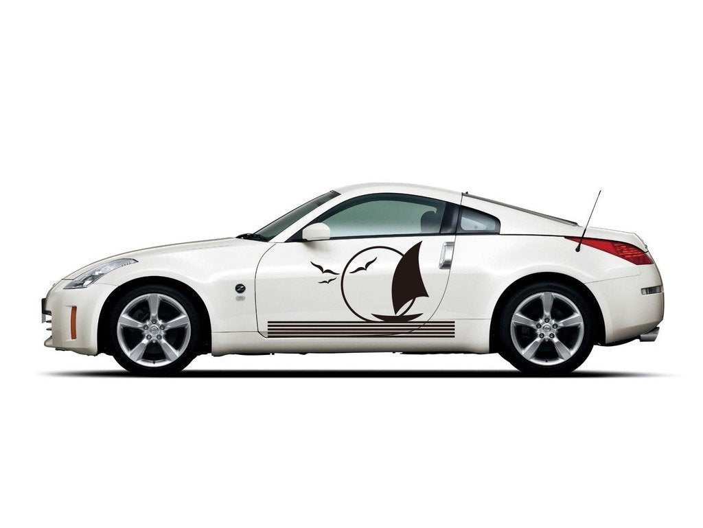 Picniva sty106 Racing Car Body Side Stripes Sticker Decal 2 Pcs