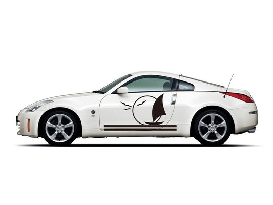 Picniva sty106 Racing Car Body Side Stripes Sticker Decal 2 Pcs