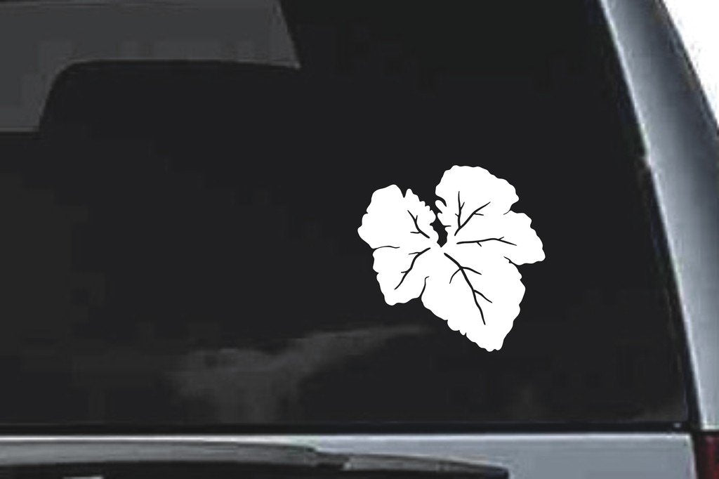 Picniva Round Veined Leaf Design85 Vinyl Car Window Decal, Approx 5 in