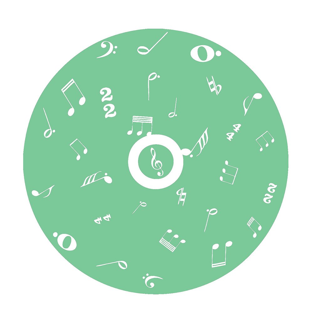 Picniva Filled CD Music Symbols Wall Decal for Musicians