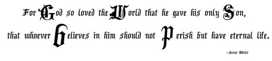 Picniva Jesus Christ For God So Loved The World Scripture Vinyl Wall Decal