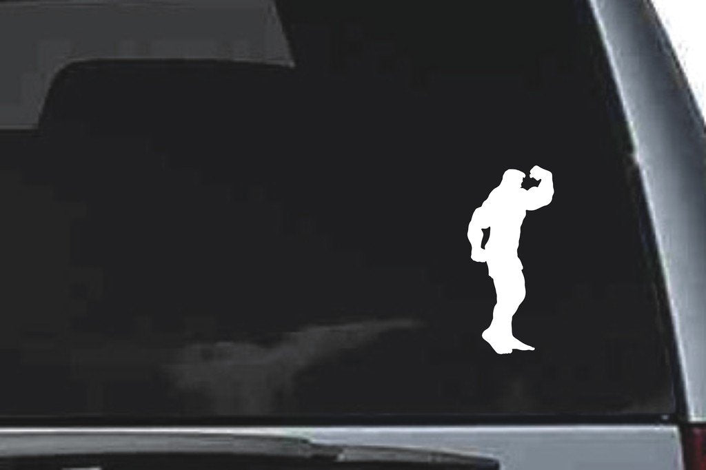 Picniva Muscle Man Sty1 Vinyl Car Window Decal, Approx 5 in