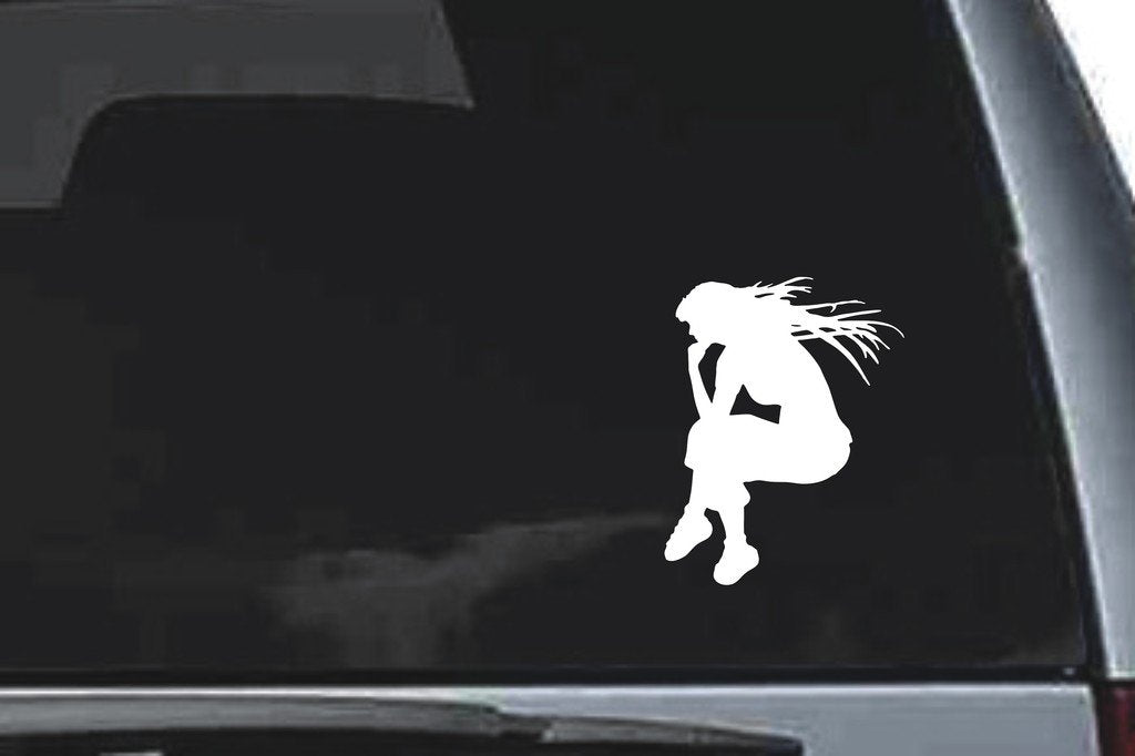 Picniva Sitting Sty2 Vinyl Car Window Decal, Approx 5 in