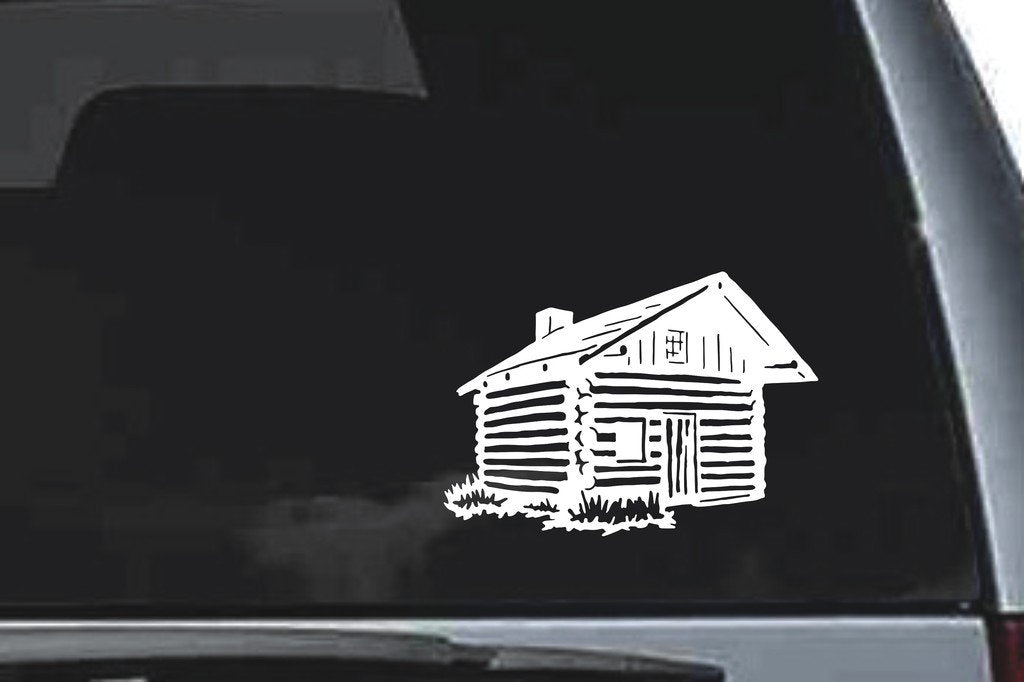 Picniva Log Cabin Sty4 Vinyl Car Window Decal, Approx 5 in