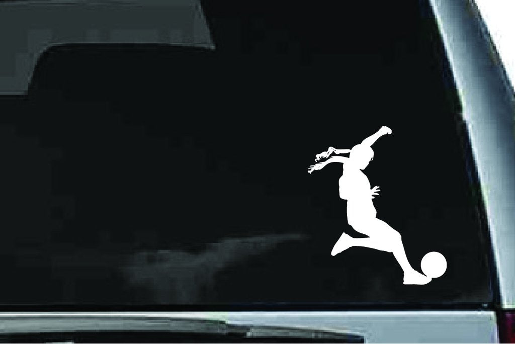 Picniva Soccer Girl Sty44a Vinyl Car Window Decal, Approx 5 in