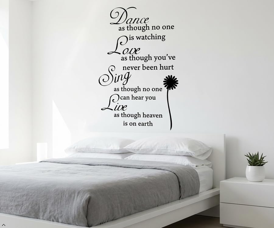 Picniva Dance Love Sing Live Wall Decal, Black, Size 15 x 23