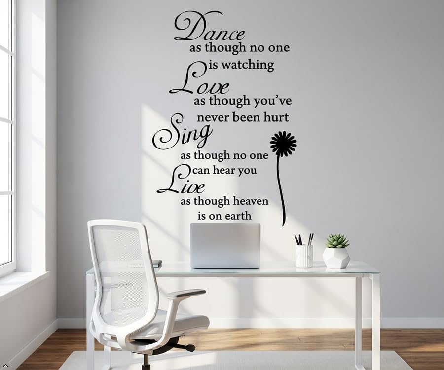 Picniva Dance Love Sing Live Vinyl Wall Decal, White, 22 x 34 in, Quote