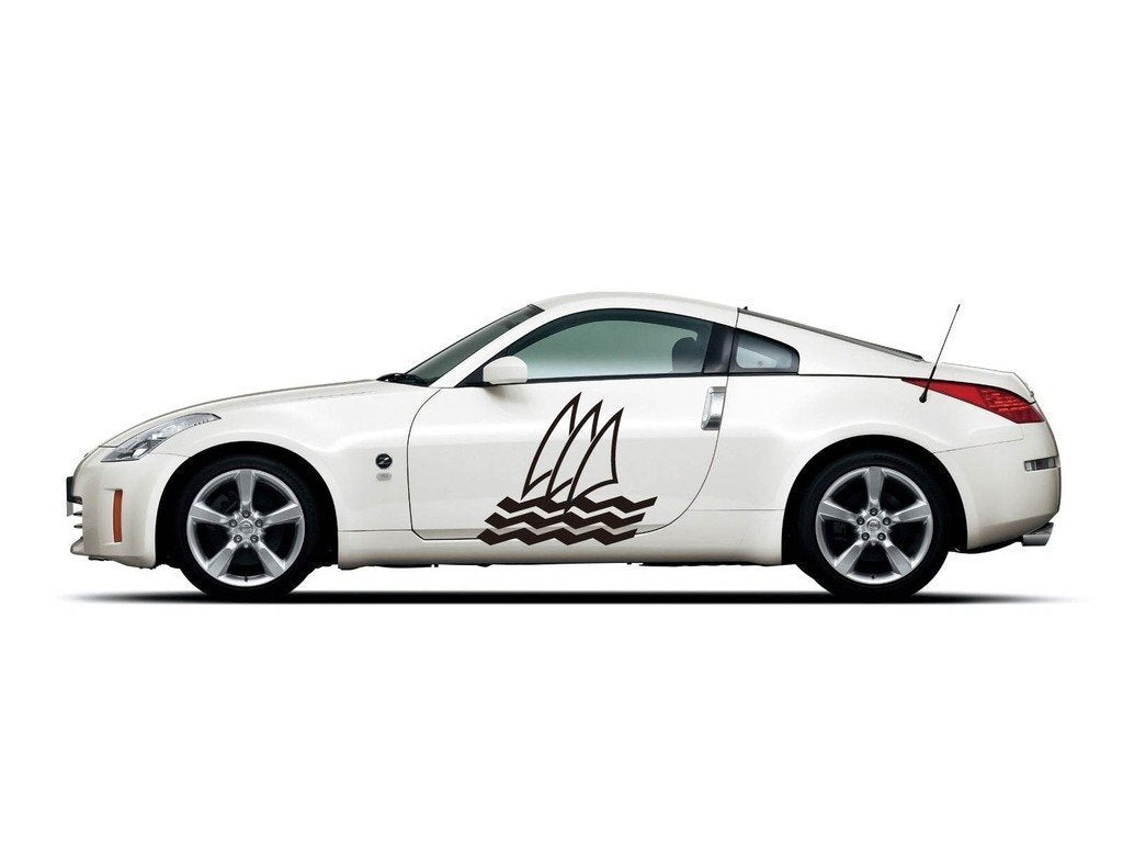 Picniva Sailboat Waves Vinyl Car Body Side Decals, Two Pack
