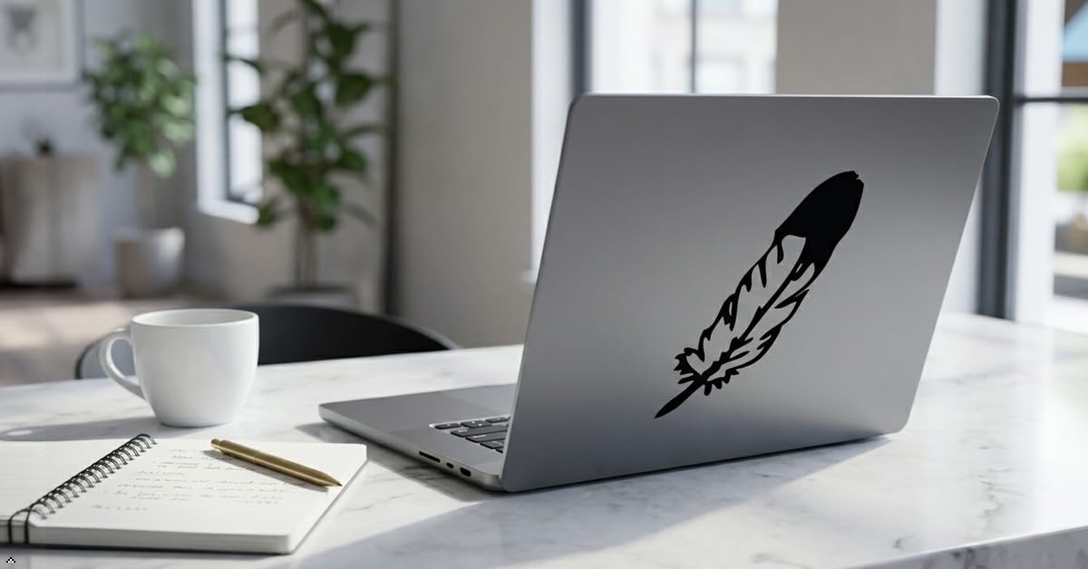 Decaltor Western Indian Feather 5 in Vinyl Decal for Laptop Bumper Wall