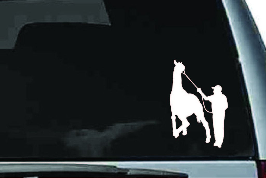 Picniva Rearing Horse Handler Sty6 Vinyl Car Window Decal, Approx 5 in