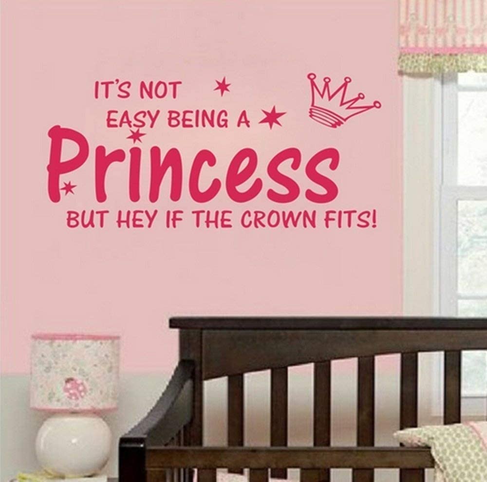 Picniva Not Easy Being a Princess Vinyl Wall Decal, Pink, 10 x 22 in