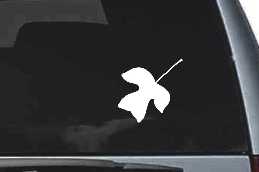 Picniva Curved Lobed Leaf Design122 Vinyl Car Window Decal, Approx 5 in