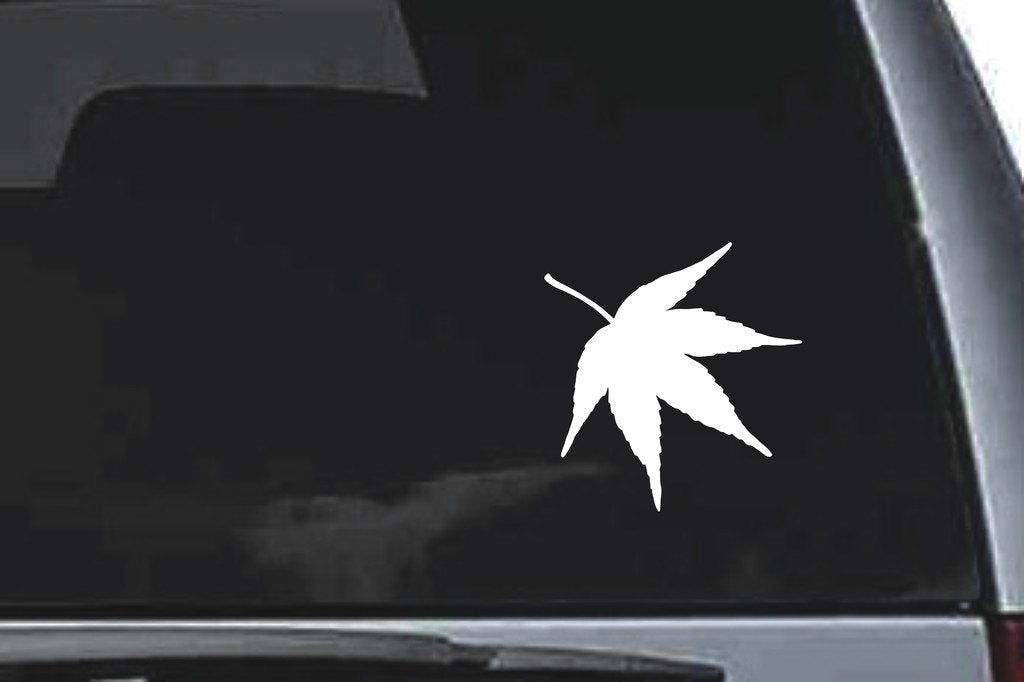 Picniva Slender Maple Leaf Design96 Vinyl Car Window Decal, Approx 5 in