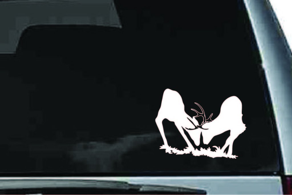 Picniva Deer Fight Sty3 Vinyl Car Window Decal, Approx 5 in