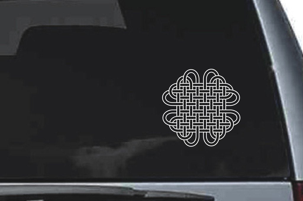 Picniva Interwoven Knot Medallion Sty35 Vinyl Car Window Decal, Approx 5 in