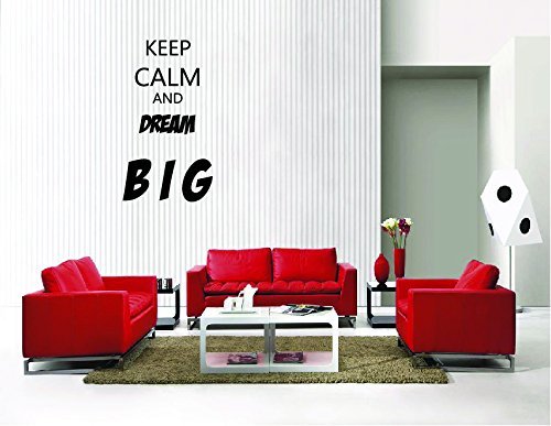 Picniva Matte Black Keep Calm Dream Big Vinyl Wall Decal Inspirational