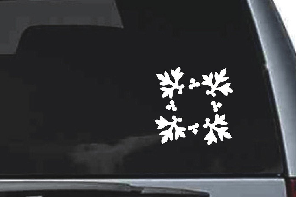 Picniva Four Sprig Floral Frame Sty88 Vinyl Car Window Decal, Approx 5 in