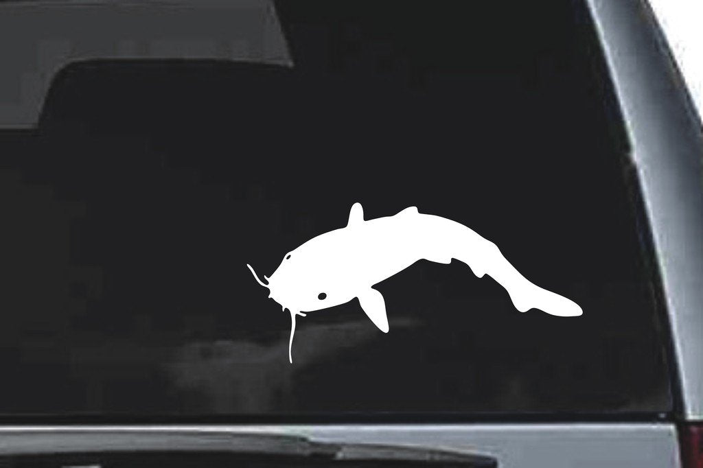 Picniva Catfish Sty2 Vinyl Car Window Decal, Approx 5 in
