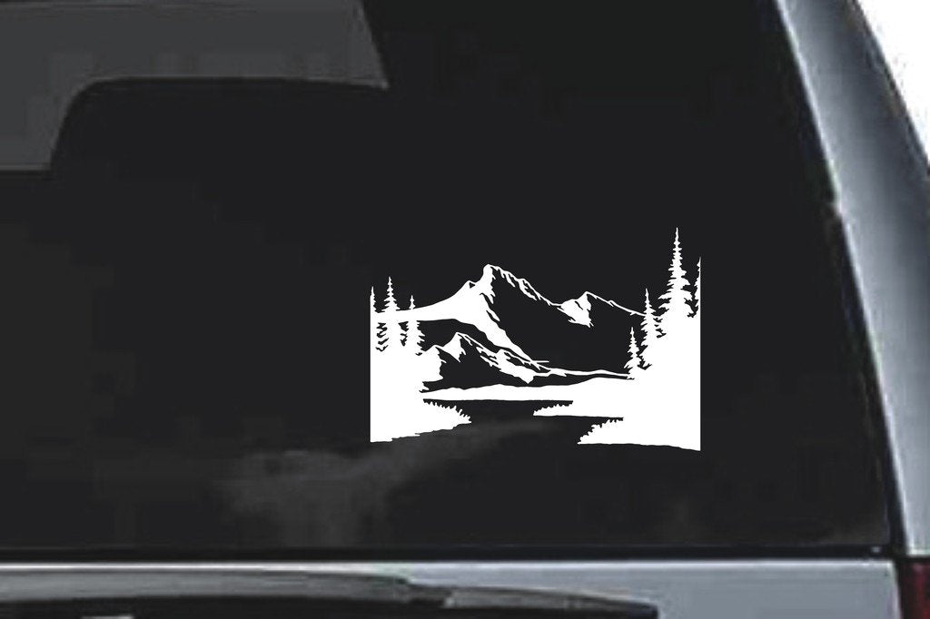 Picniva Mountain Sty13 Vinyl Car Window Decal, Approx 5 in