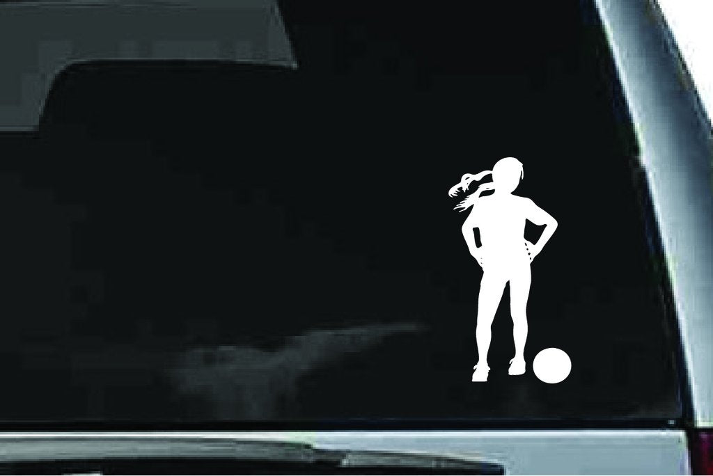 Picniva Soccer Girl Sty46a Vinyl Car Window Decal, Approx 5 in