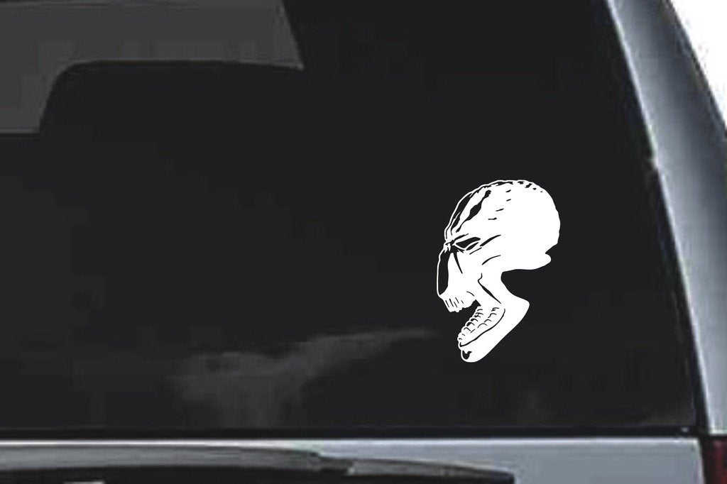 Picniva Skull Sty8 Vinyl Car Window Decal, Approx 5 in