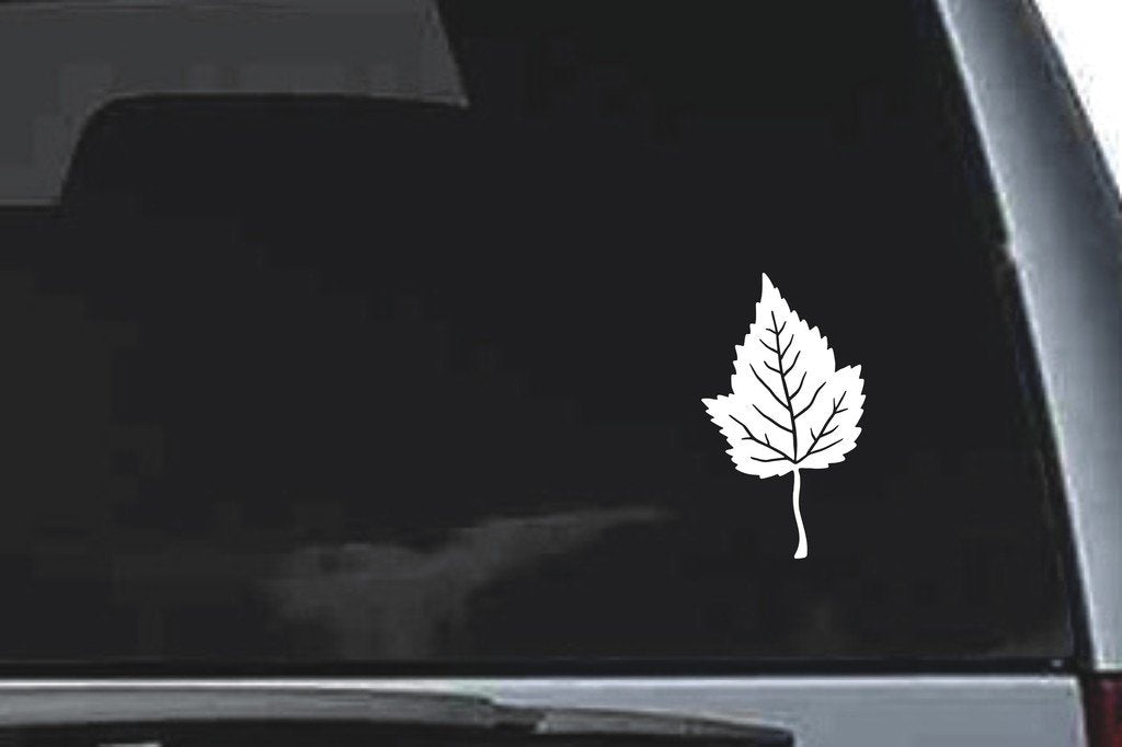 Picniva Small Serrated Leaf Design89 Vinyl Car Window Decal, Approx 5 in