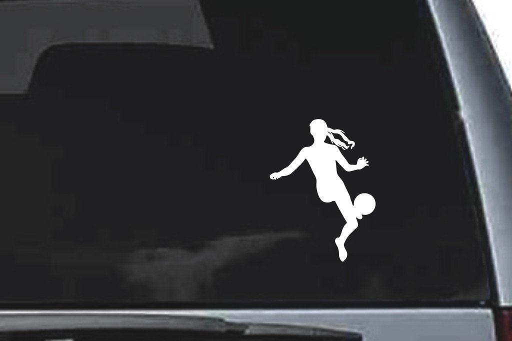 Picniva Soccer Girl Design4a Vinyl Car Window Decal, Approx 5 in