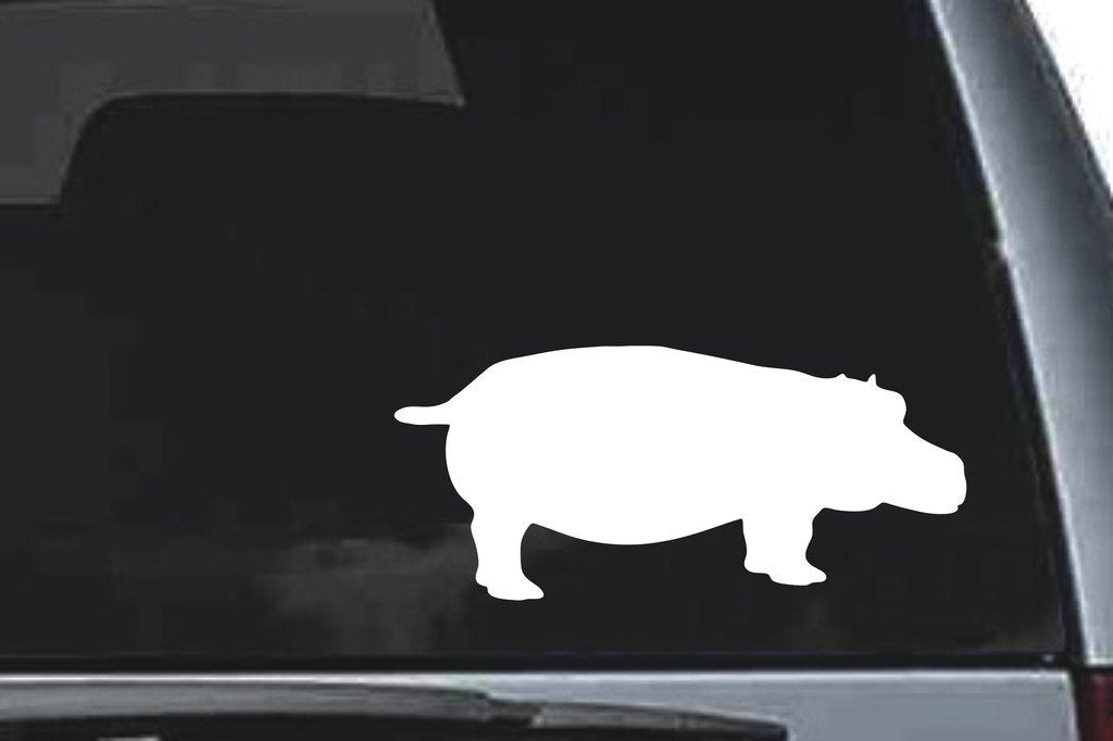 Picniva Hippopotamus Sty1 Vinyl Car Window Decal, Approx 5 in