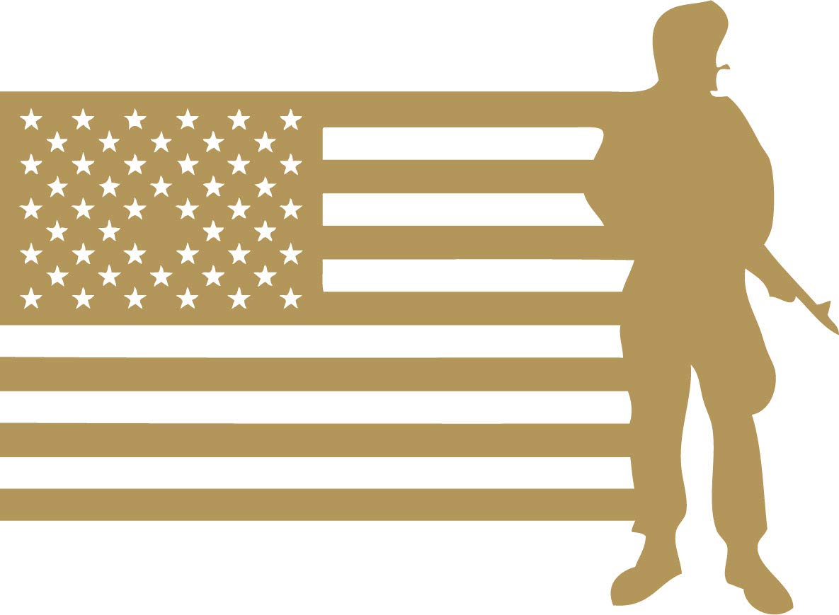 Decaltor Military Soldier Army Flag 5 in Vinyl Decal Laptop Bumper Wall