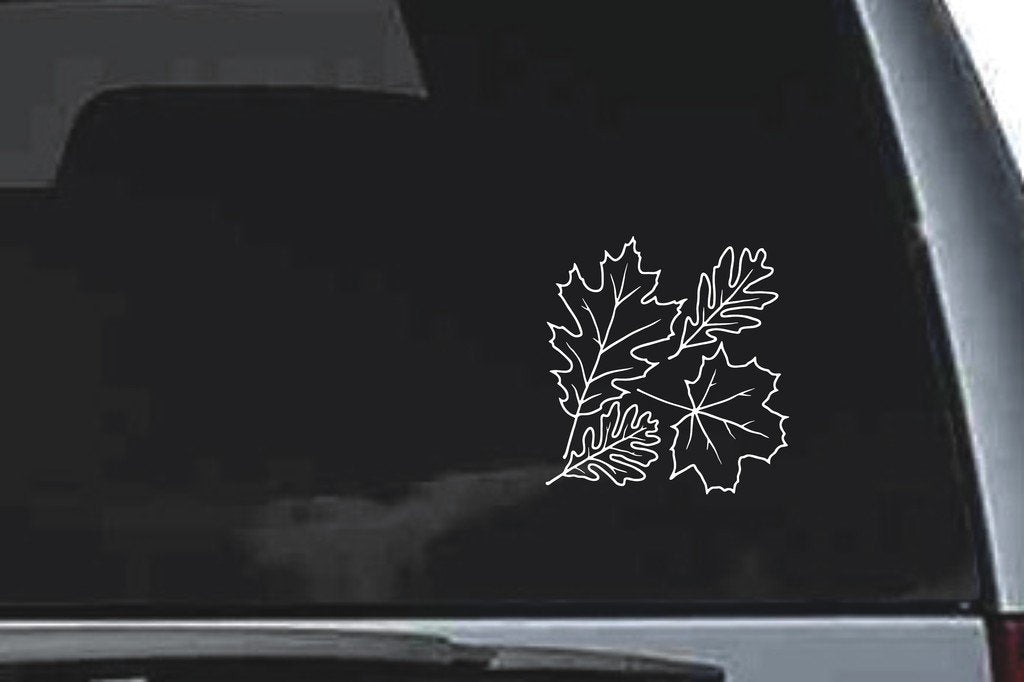 Picniva Lobed Leaf Outlines Sty5 Vinyl Car Window Decal, Approx 5 in