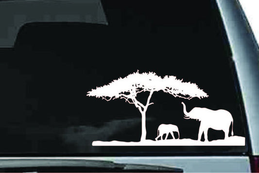 Picniva Elephant Sty1 Vinyl Car Window Decal, Approx 5 in
