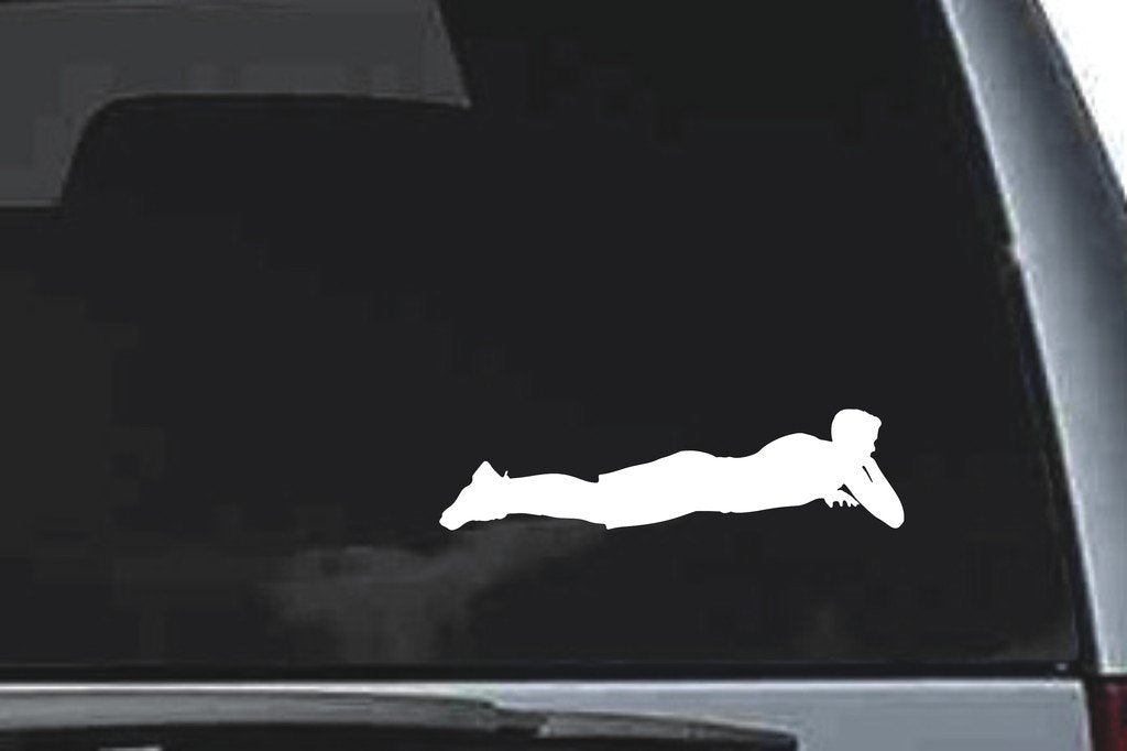 Picniva Reclining Figure Sty4 Vinyl Car Window Decal, Approx 5 in