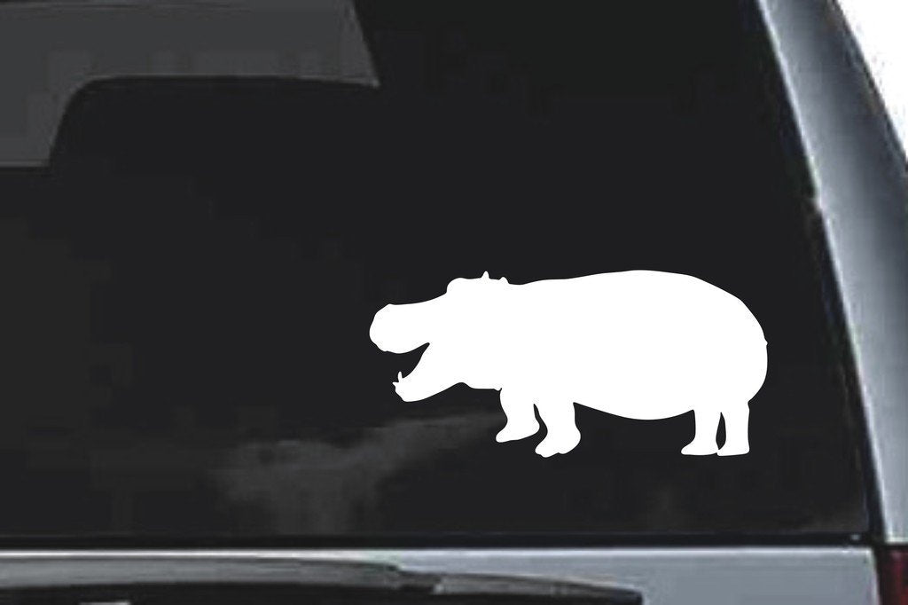 Picniva Hippopotamus Sty4 Vinyl Car Window Decal, Approx 5 in