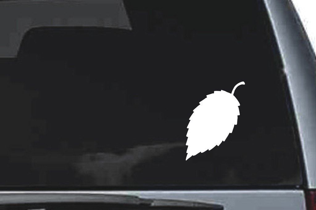Picniva Small Oval Leaf Design114 Vinyl Car Window Decal, Approx 5 in