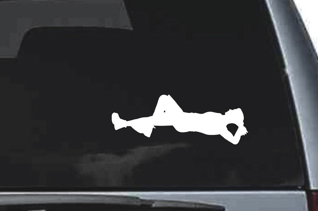 Picniva Reclining Figure Sty5 Vinyl Car Window Decal, Approx 5 in