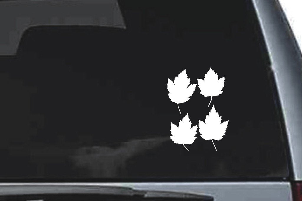 Picniva Three Leaf Silhouettes Sty4a Vinyl Car Window Decal, Approx 5 in