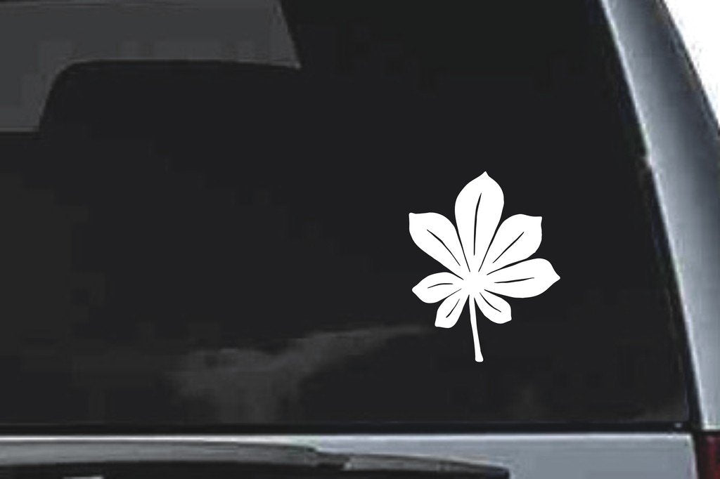 Picniva Five Leaf Cluster Design88 Vinyl Car Window Decal, Approx 5 in