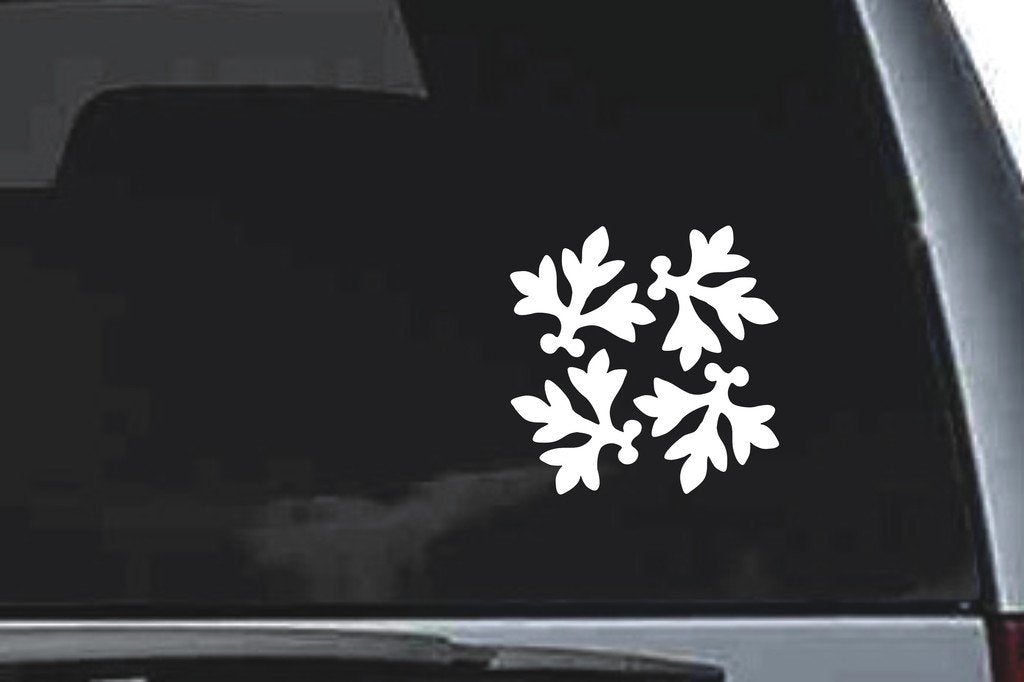 Picniva Leaf Circle Medallion Sty94 Vinyl Car Window Decal, Approx 5 in