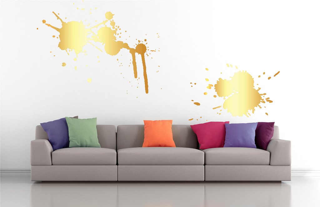 Picniva Splatters Drips Wall Decals, Gold (Chrome Mirror), 10 in Height