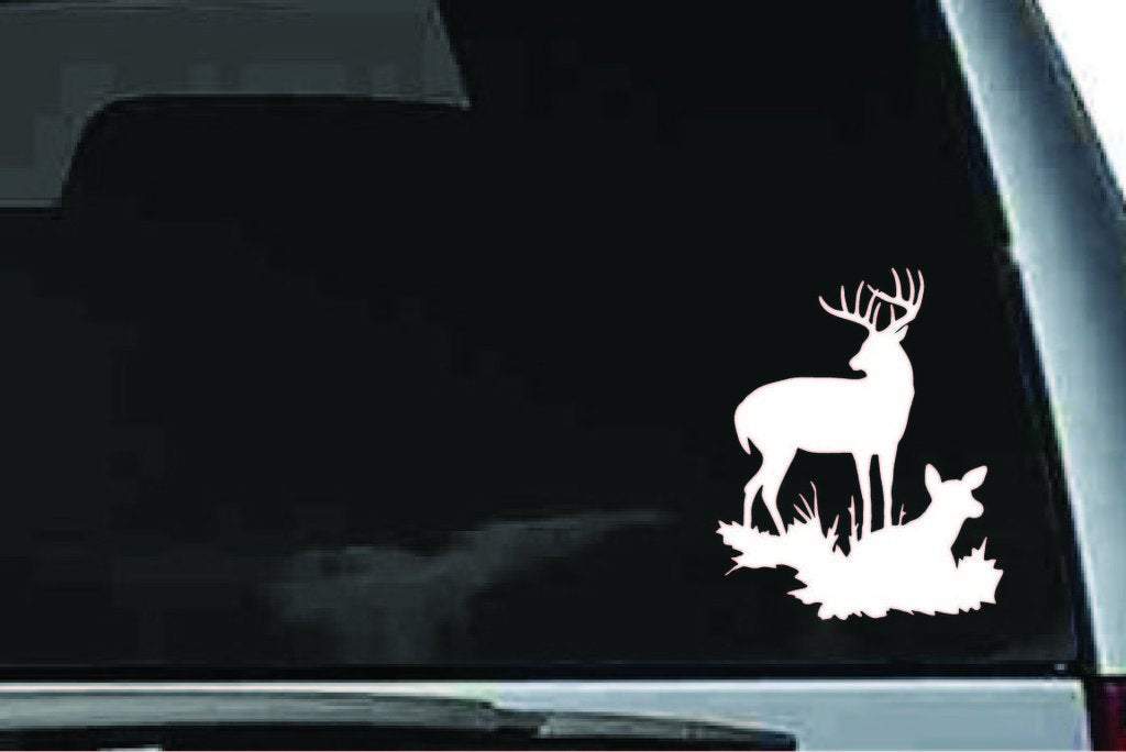 Picniva Deer Family Sty2 Vinyl Car Window Decal, Approx 5 in