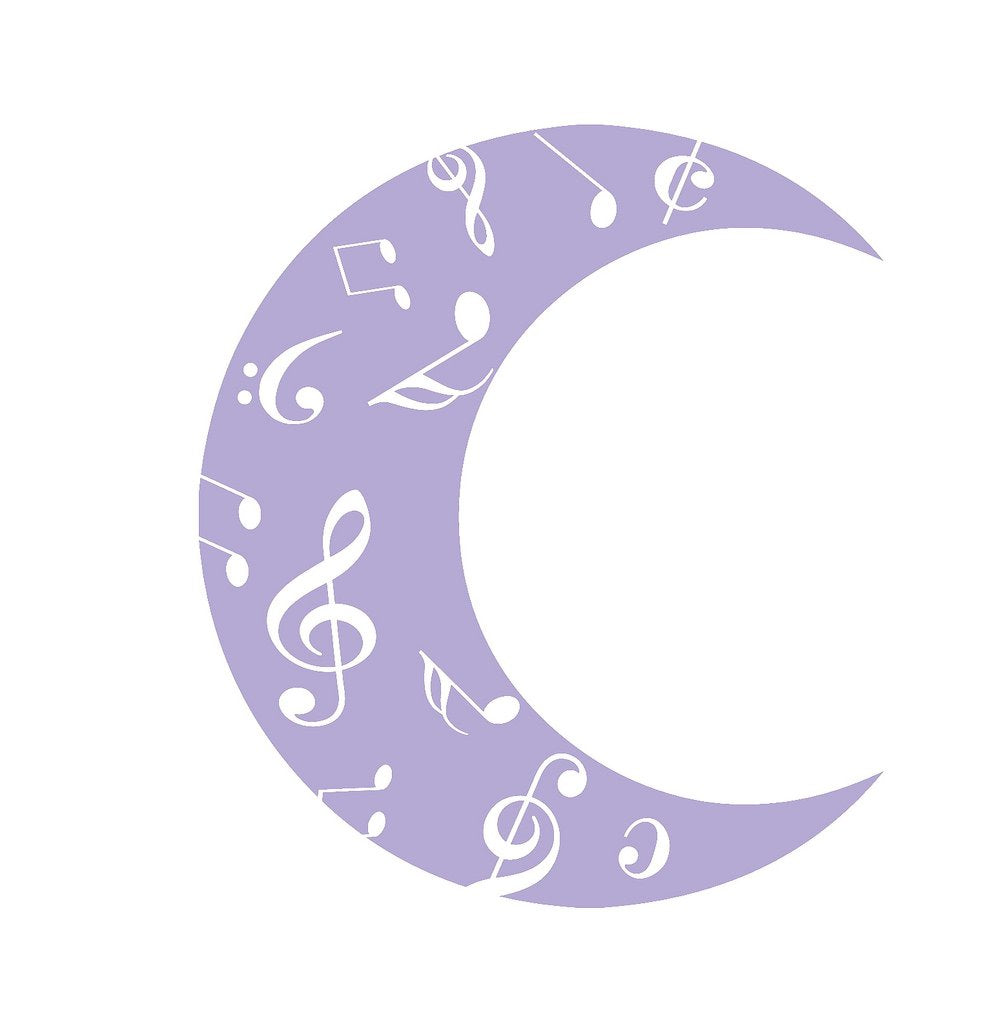 Picniva Crescent Moon Music Notes Wall Decal for Musicians