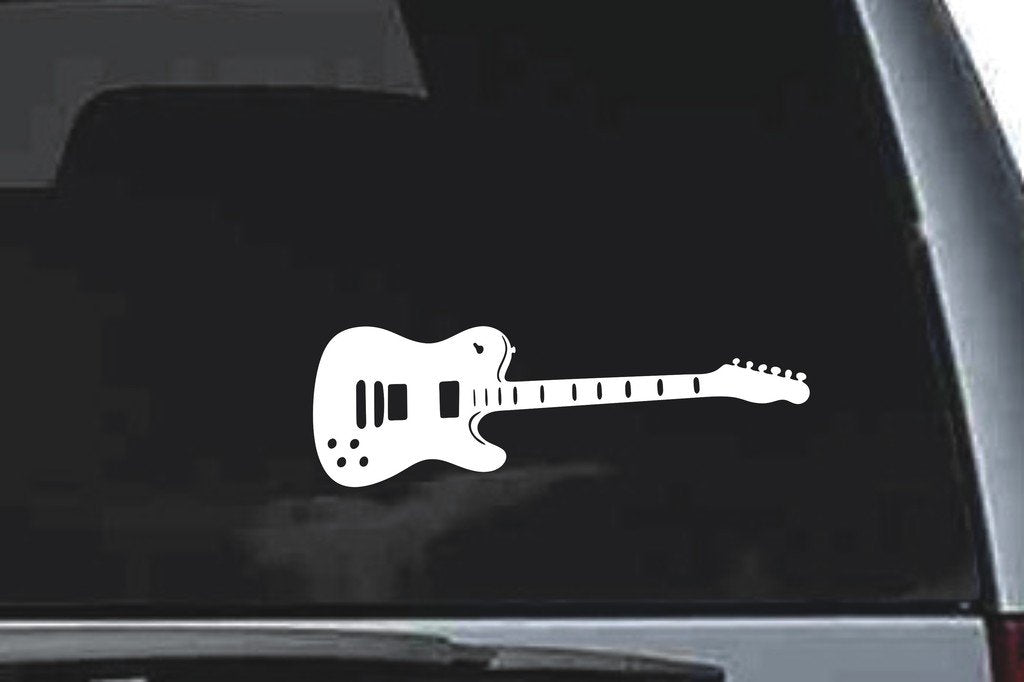Picniva Guitar Sty1 Vinyl Car Window Decal, Approx 5 in
