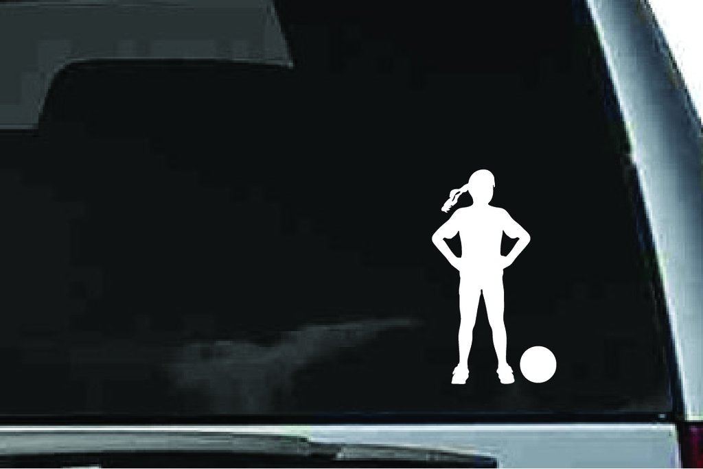 Picniva Soccer Girl Sty50a Vinyl Car Window Decal, Approx 5 in