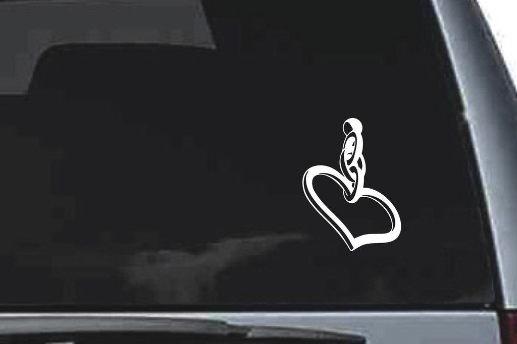 Picniva Heart Pendant Vinyl Car Window Decal, Approx 5 in
