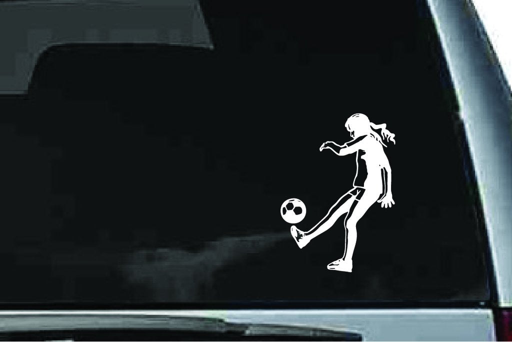 Picniva Soccer Girl Sty40 Vinyl Car Window Decal, Approx 5 in