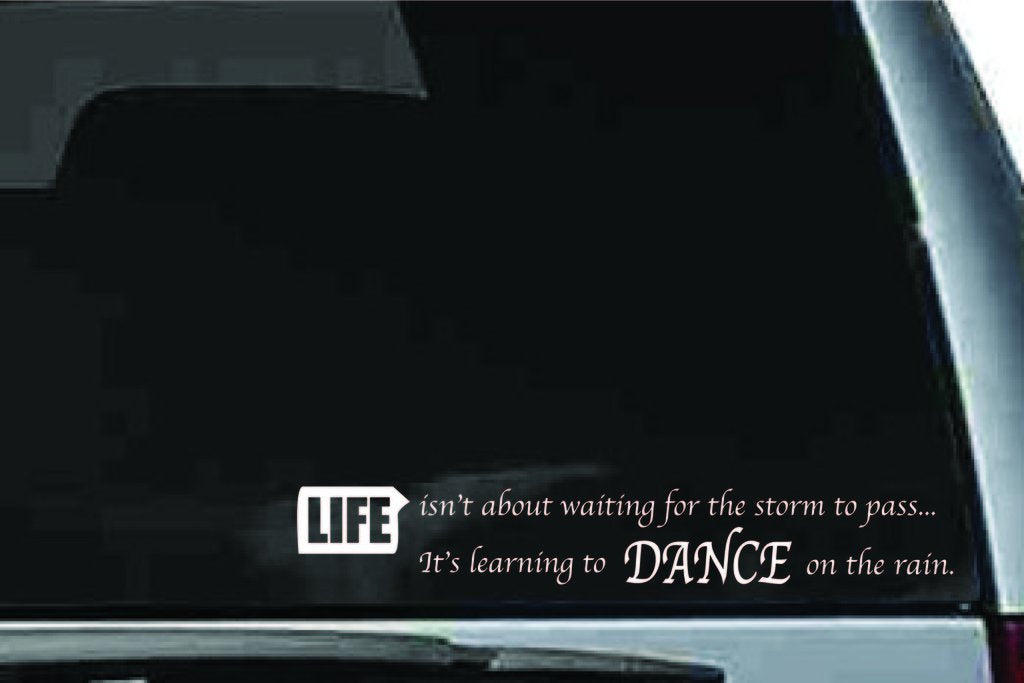 Picniva Rain Dancing Life Quote Vinyl Car Window Decal, Approx 5 in