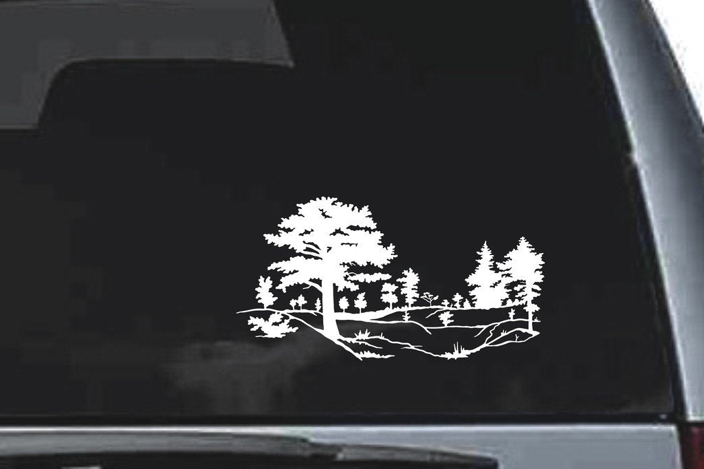 Picniva Treeline Sty6 Vinyl Car Window Decal, Approx 5 in