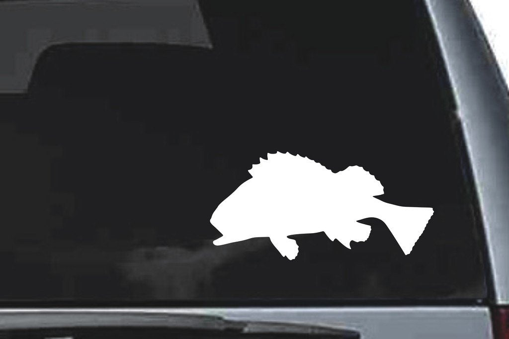 Picniva Rock Fish Sty2 Vinyl Car Window Decal, Approx 5 in